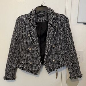 Romeo & Juliet Couture Black and White Tweed Blazer